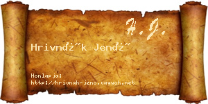Hrivnák Jenő névjegykártya